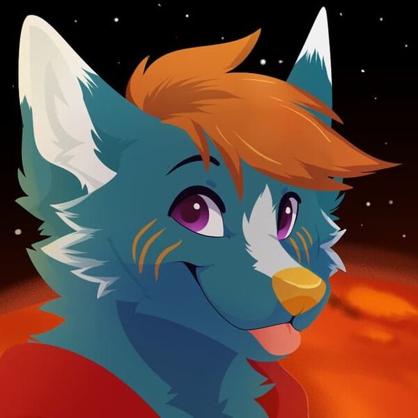 Freem headshot sticking his tongue out over a red planet